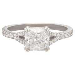 GIA 1.52-Cts. F/If Cushion Diamond & Platinum Engagement Ring