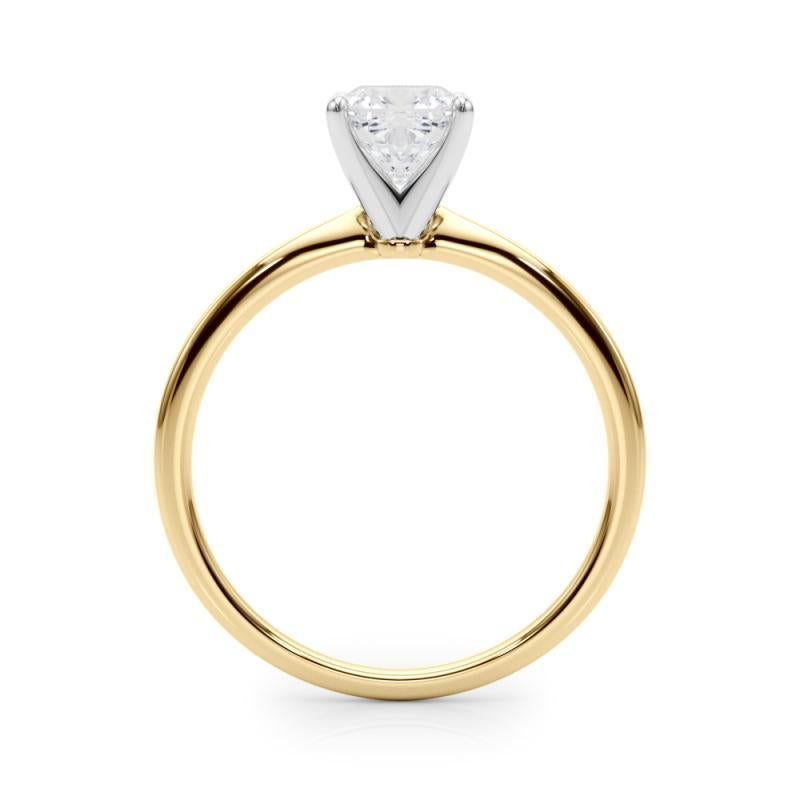 GIA 1.52ct Cushion Slim Band Prong Set Solitaire 18K Yellow Gold Diamond Ring In New Condition For Sale In New York, NY