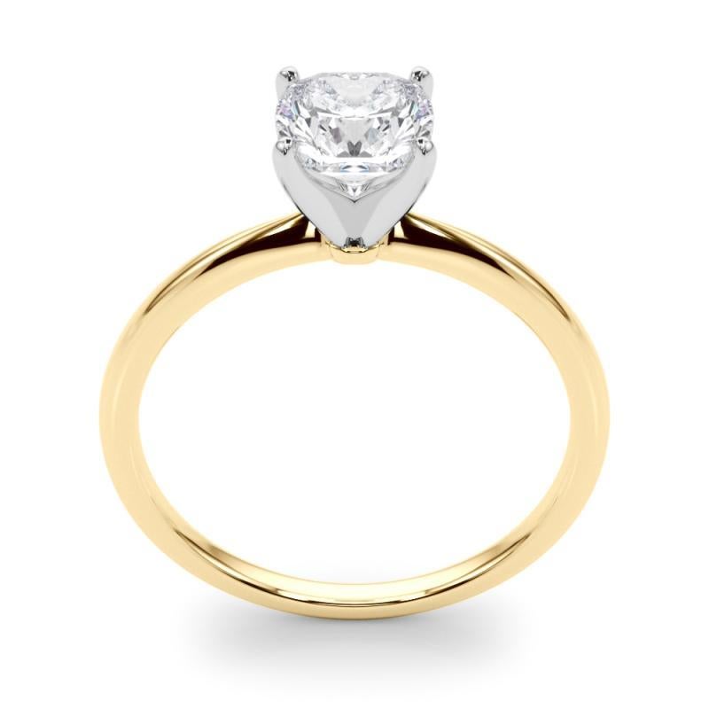 Women's GIA 1.52ct Cushion Slim Band Prong Set Solitaire 18K Yellow Gold Diamond Ring For Sale