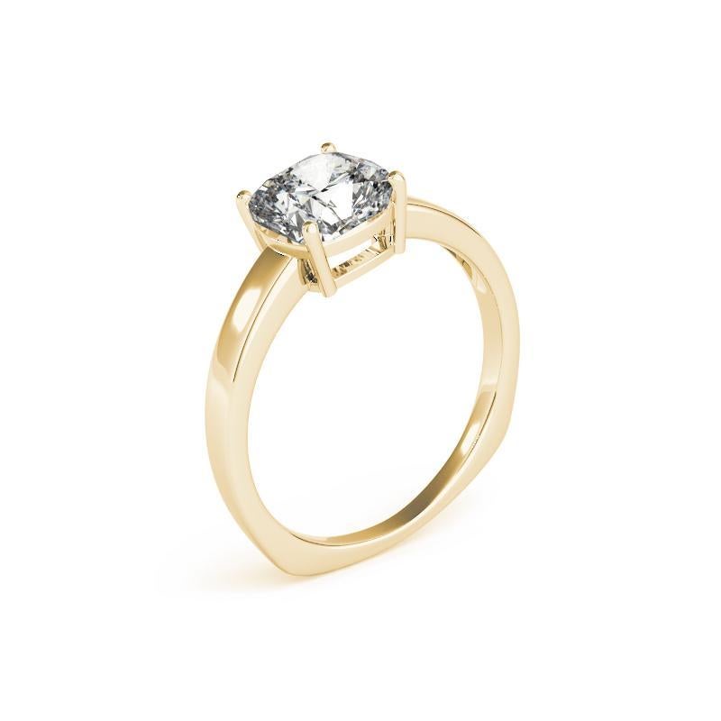 De las mujeres GIA 1.52ct Cushion Solitaire Four-Prong Euro Shank Anillo de Diamantes de Oro Amarillo en venta