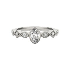 GIA 1.52ct Oval Art Deco Mixed-Cut Geometric Bezel White Gold Diamond Ring