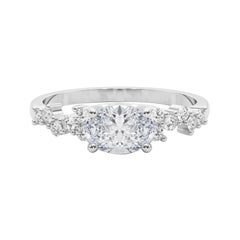 GIA 1.52ct Oval East West Trellis Side Stone 18K White Gold Diamond Ring