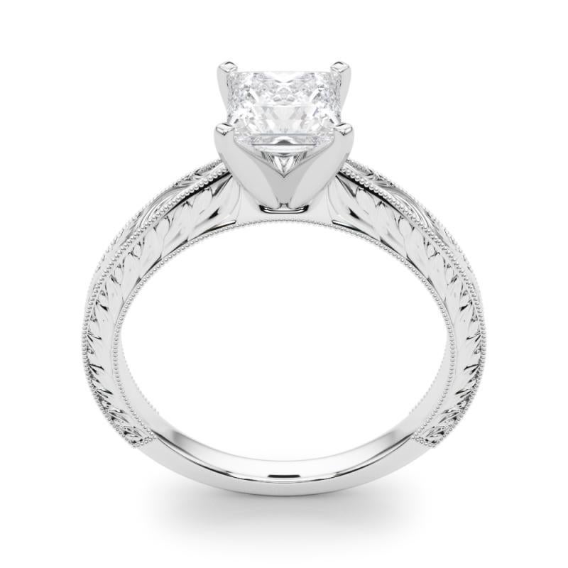 GIA 1,52ct Anello con diamante classico principessa solitario inciso antico In condizioni Nuovo in vendita a New York, NY