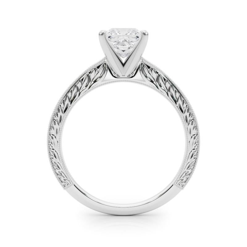 Donna GIA 1,52ct Anello con diamante classico principessa solitario inciso antico in vendita