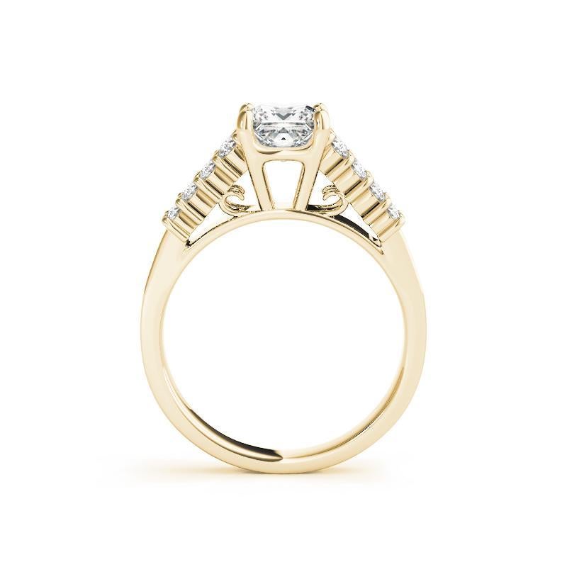 Taille princesse GIA 1.52ct Princesse Solitaire Cathédrale Double Row Bague diamant en or jaune 18K en vente