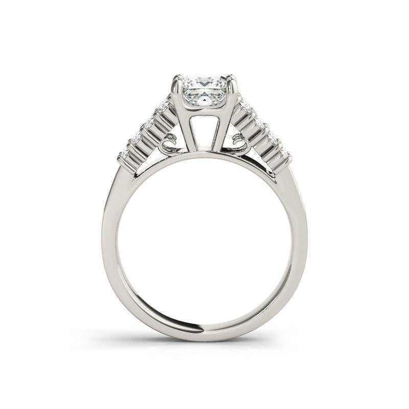 Taille princesse GIA 1.52ct Princesse Solitaire Cathédrale Double Row  Bague en diamant en vente