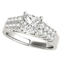 GIA 1.52ct Princesse Solitaire Cathédrale Double Row  Bague en diamant