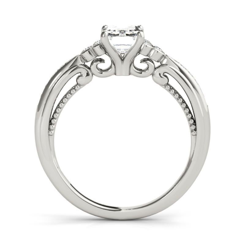 GIA 1,52ct Radiant Lünette Antik Band Zacken Brücke Diamantring im Zustand „Neu“ im Angebot in New York, NY