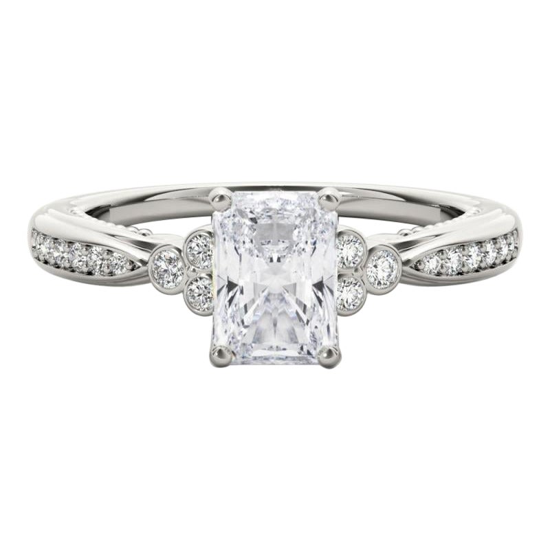 GIA 1,52ct Radiant Lünette Antik Band Zacken Brücke Diamantring im Angebot