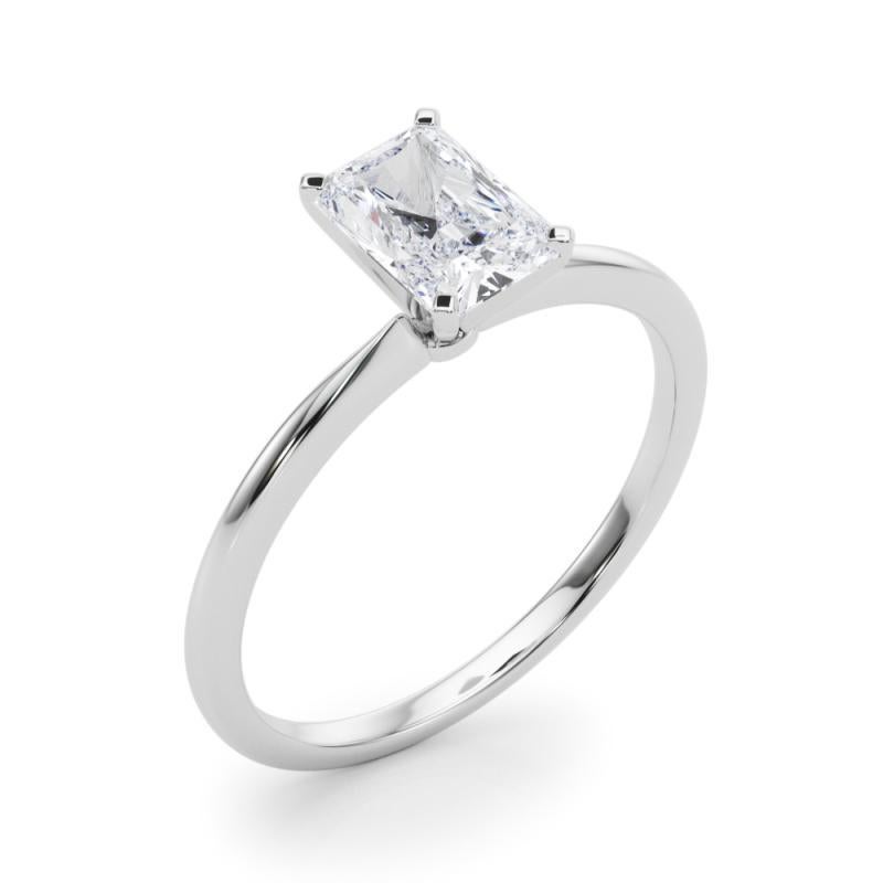 Donna GIA 1,52ct Radiant Slim Band Prong Set Solitaire in oro bianco 18K Diamond Ring in vendita