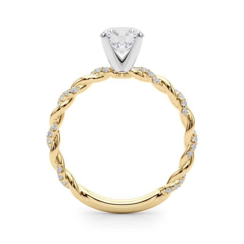 GIA 1,52ct Micro Pave rotondo a treccia intrecciata Anello con diamanti in oro giallo 18 carati in vendita 1