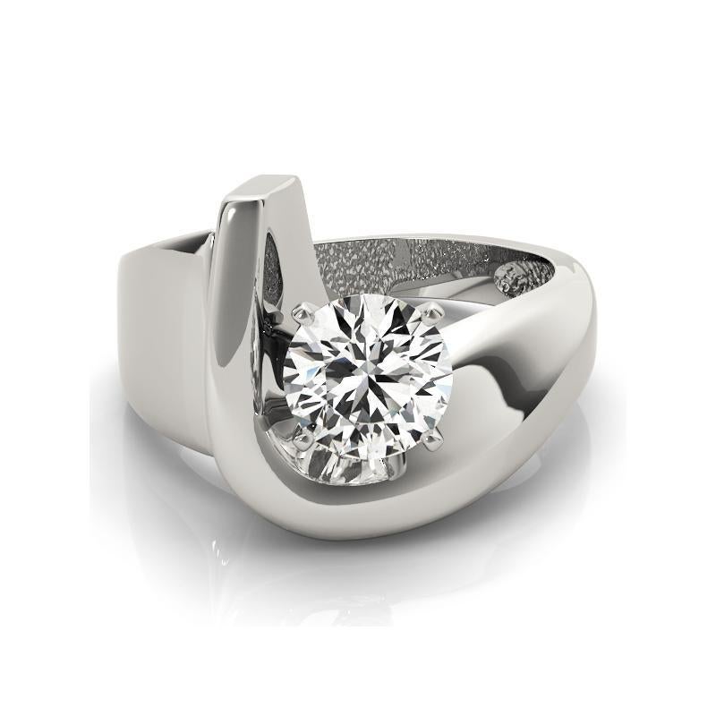 GIA 1.52ct Runder Moderner Solitär Gebogenes Band  Diamantring