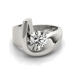 GIA 1.52ct Runder Moderner Solitär Gebogenes Band  Diamantring