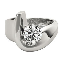 GIA 1,52ct Solitario Moderno Rotondo Fascia Curva  Anello con diamante