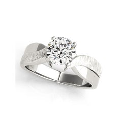 GIA 1.52ct Anillo de diamantes redondo solitario de oro blanco brillante y cepillado