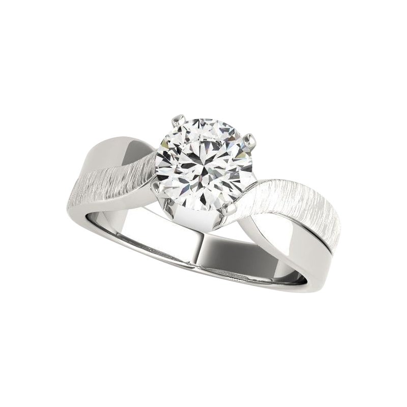 GIA 1.52ct Round Solitaire Bright Shine & Brushed White Gold Diamond Ring