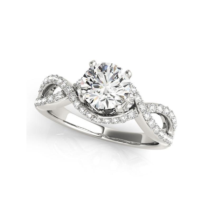 Taglio rotondo GIA 1,52ct Solitario rotondo Infinity Symbol Halo Anello di diamanti in oro bianco 18K in vendita