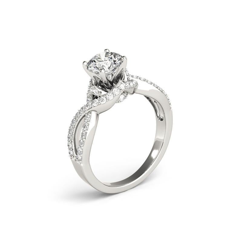 Donna GIA 1,52ct Solitario rotondo Infinity Symbol Halo Anello di diamanti in oro bianco 18K in vendita