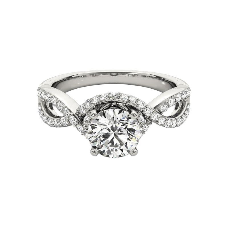 GIA 1,52ct Solitario rotondo Infinity Symbol Halo Anello di diamanti in oro bianco 18K
