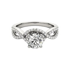 GIA 1.52ct Round Solitaire Infinity Symbol Halo 18K White Gold Diamond Ring