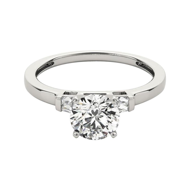 GIA 1,52ct Solitario rotondo e Baguette invisibile  Anello con diamante