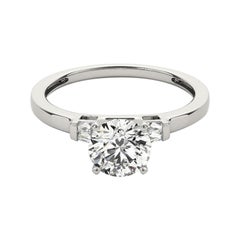 GIA 1,52ct Solitario rotondo e Baguette invisibile  Anello con diamante