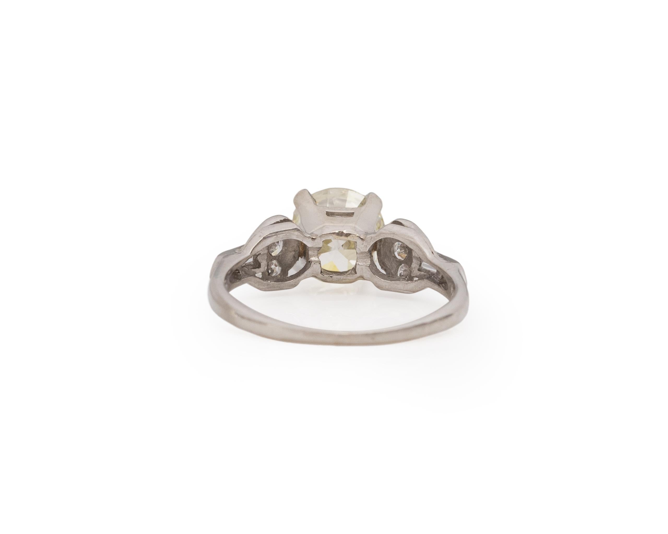 GIA 1.53 Carat Art Deco Diamond Platinum Engagement Ring In Good Condition For Sale In Atlanta, GA