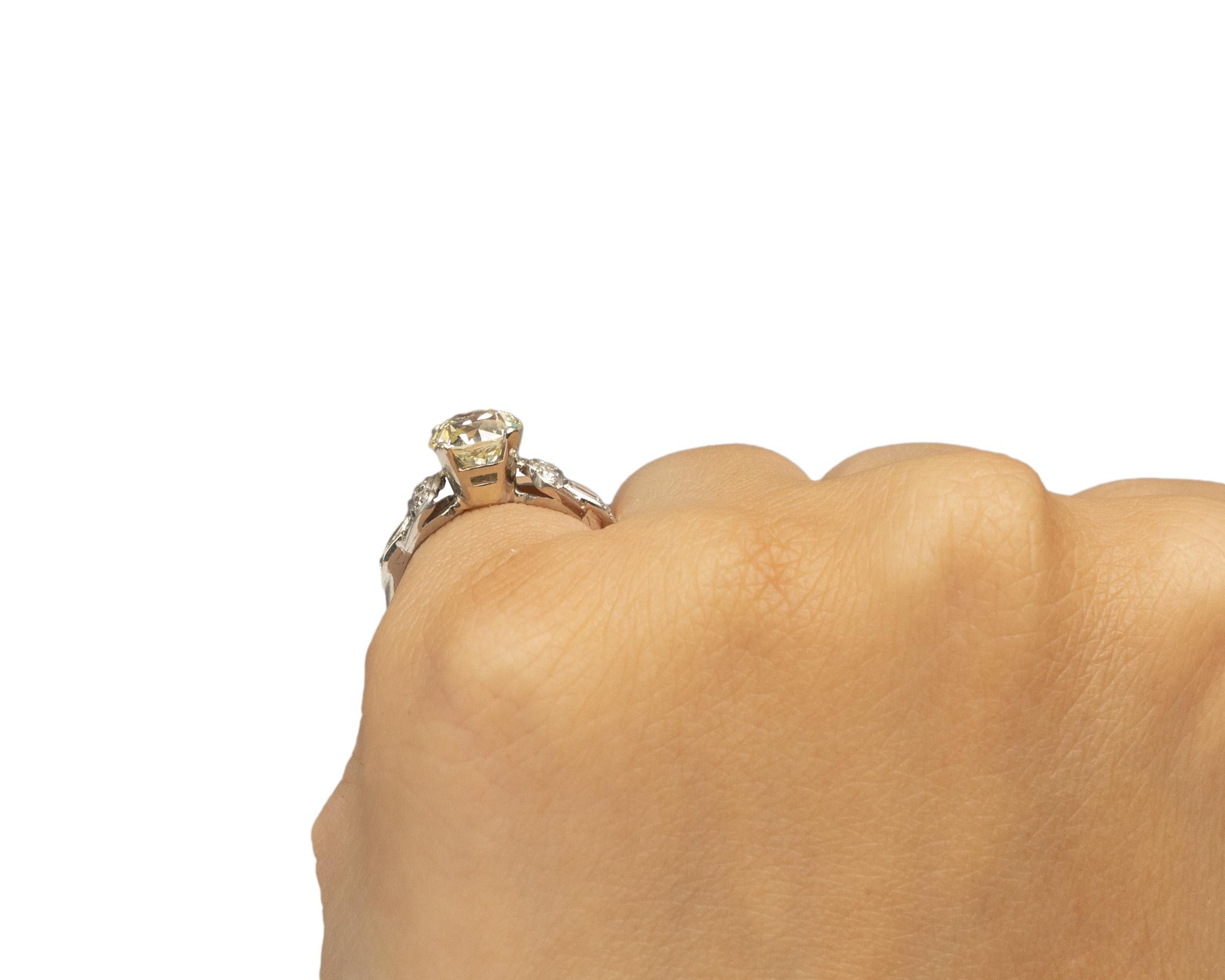 GIA 1.53 Carat Art Deco Diamond Platinum Engagement Ring For Sale 1