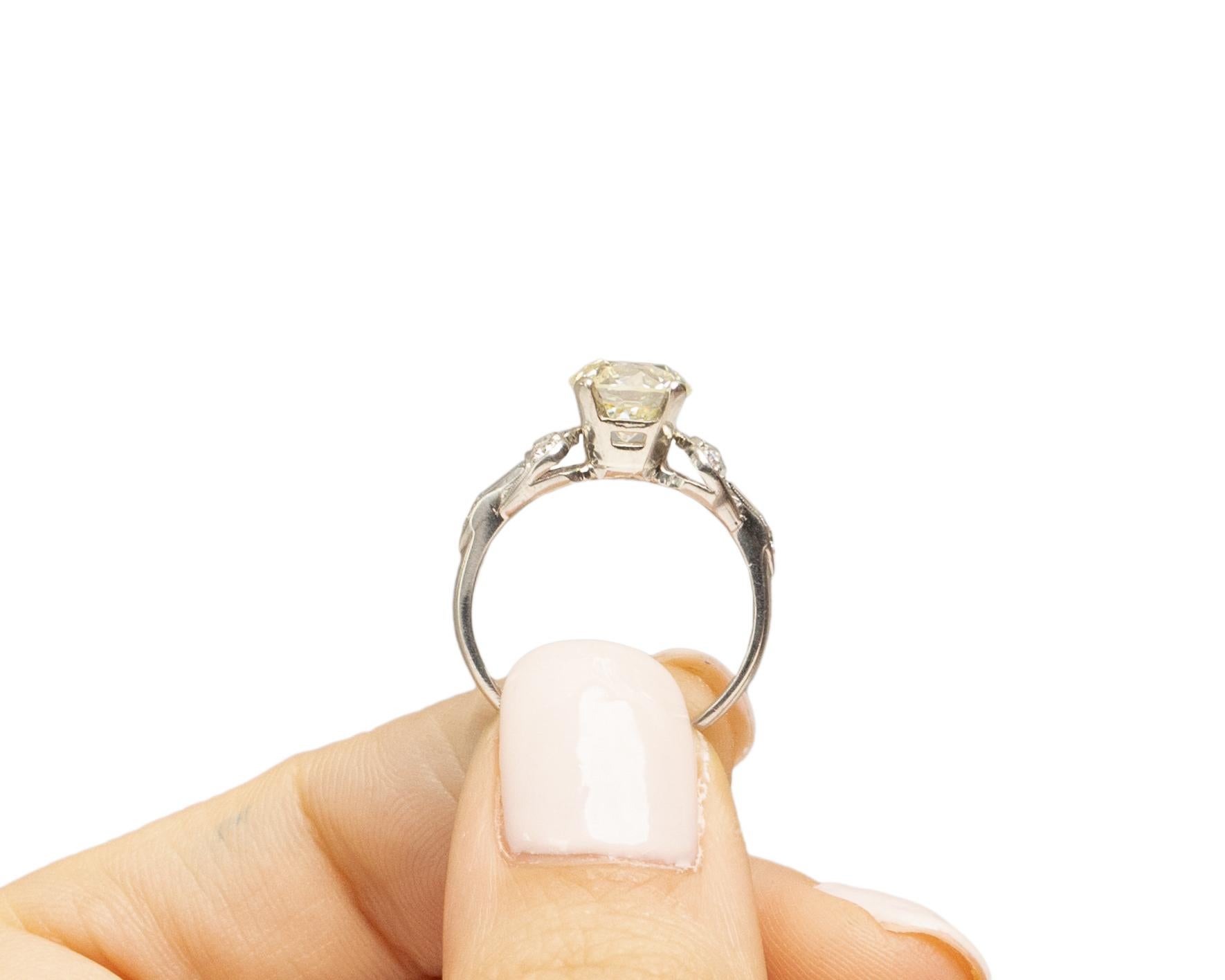 GIA 1.53 Carat Art Deco Diamond Platinum Engagement Ring For Sale 3
