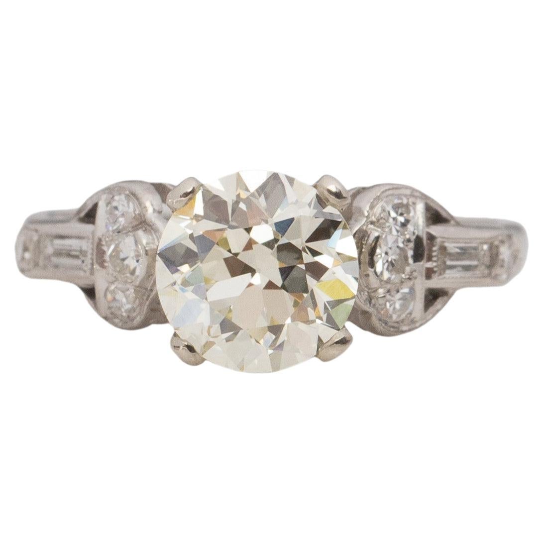Platin-Verlobungsring, GIA 1,53 Karat Art Deco Diamant