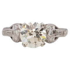 GIA 1.53 Carat Art Deco Diamond Platinum Engagement Ring