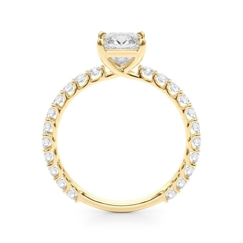 Taglio princess GIA 1,53 carati taglio principessa con anello a eternità parziale in oro giallo 18 carati in vendita