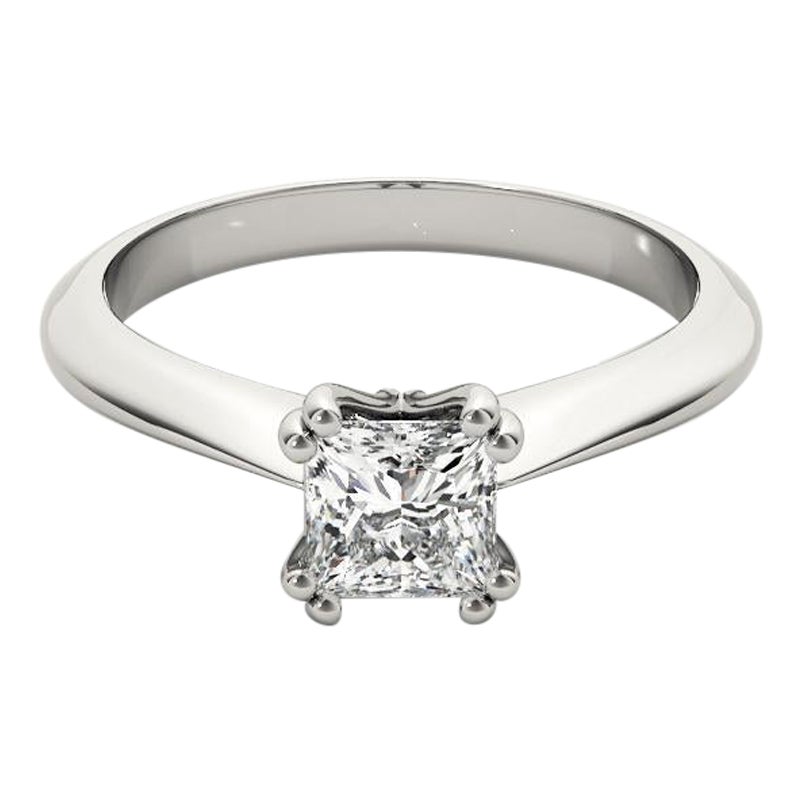 GIA 1.53 Carat Princesse Solitaire Tulipe Cathédrale  Bague en diamant