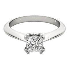 GIA 1.53 Carat Princess Solitaire Tulip Cathedral  Diamond Ring