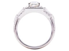 GIA 1.53 CT Radiant Cut Halo Ring, K, SI1