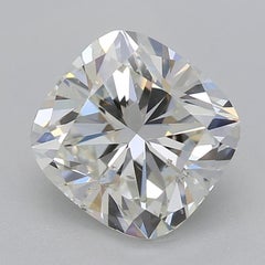 GIA 1.53ct Cushion Three-Stone with Diamond Shank 18K Yellow Gold Diamond Ring