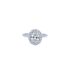 GIA 1.53ct Natural Oval Diamond Ring with 0.45ct Round Diamonds 18K White Gold
