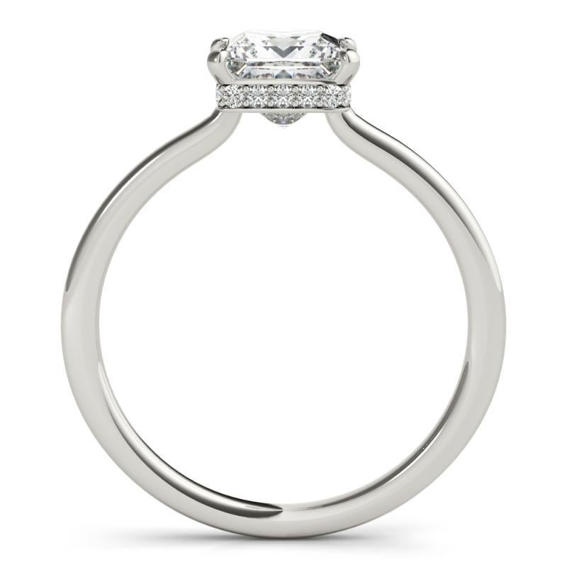 Taglio princess GIA 1,53ct Principessa Quadrata Nascosta aureola Slim Band  Anello con diamante in vendita