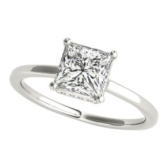 GIA 1.53ct Princess Square Hidden Halo Slim Band  Diamond Ring