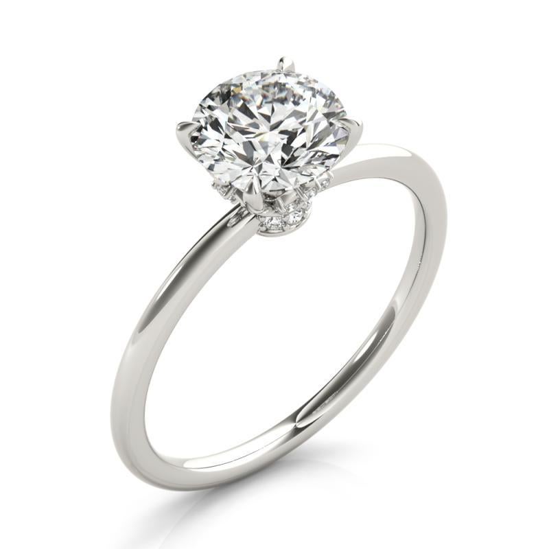 GIA 1.53ct Round Solitaire Double Hidden Halo  Bague en diamant Pour femmes en vente