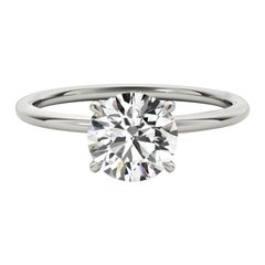 GIA 1.53ct Round Solitaire Double Hidden Halo  Diamond Ring