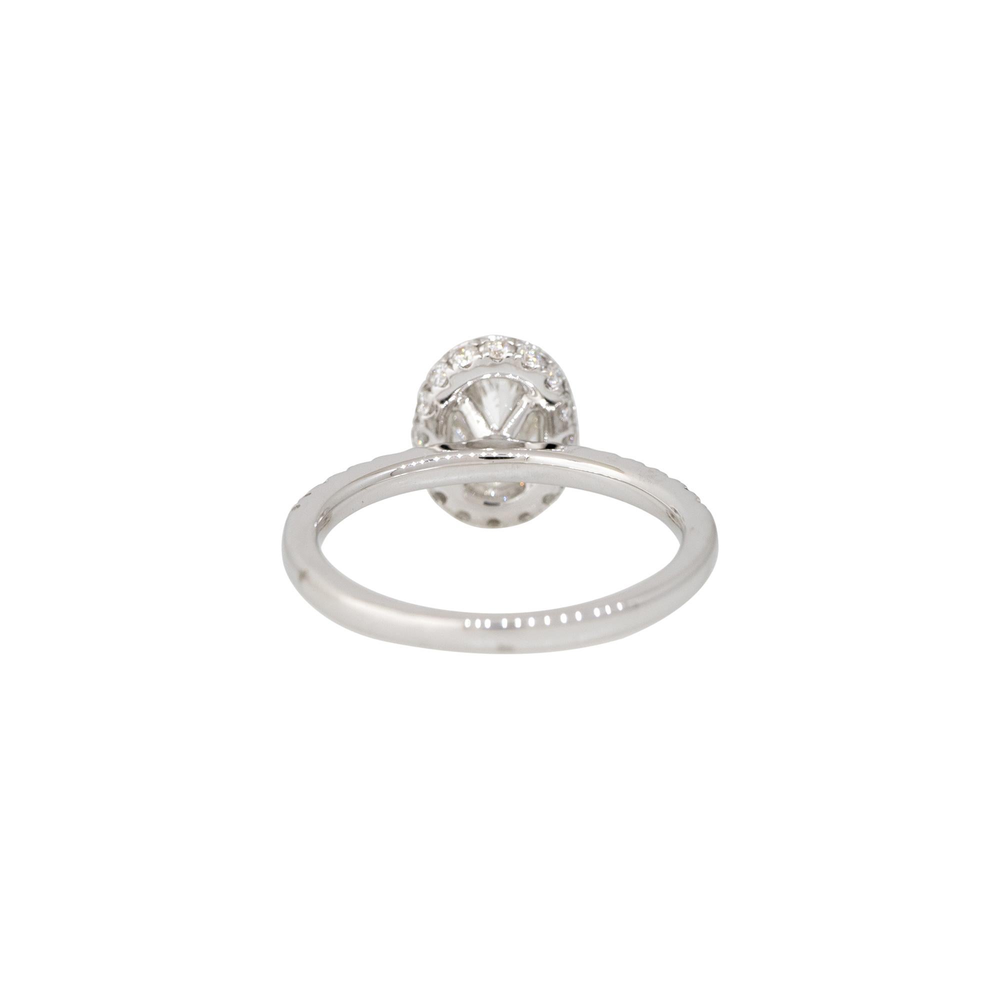 GIA 1,54 Karat Ovalschliff Diamant-Halo-Verlobungsring 18 Karat auf Lager Damen im Angebot