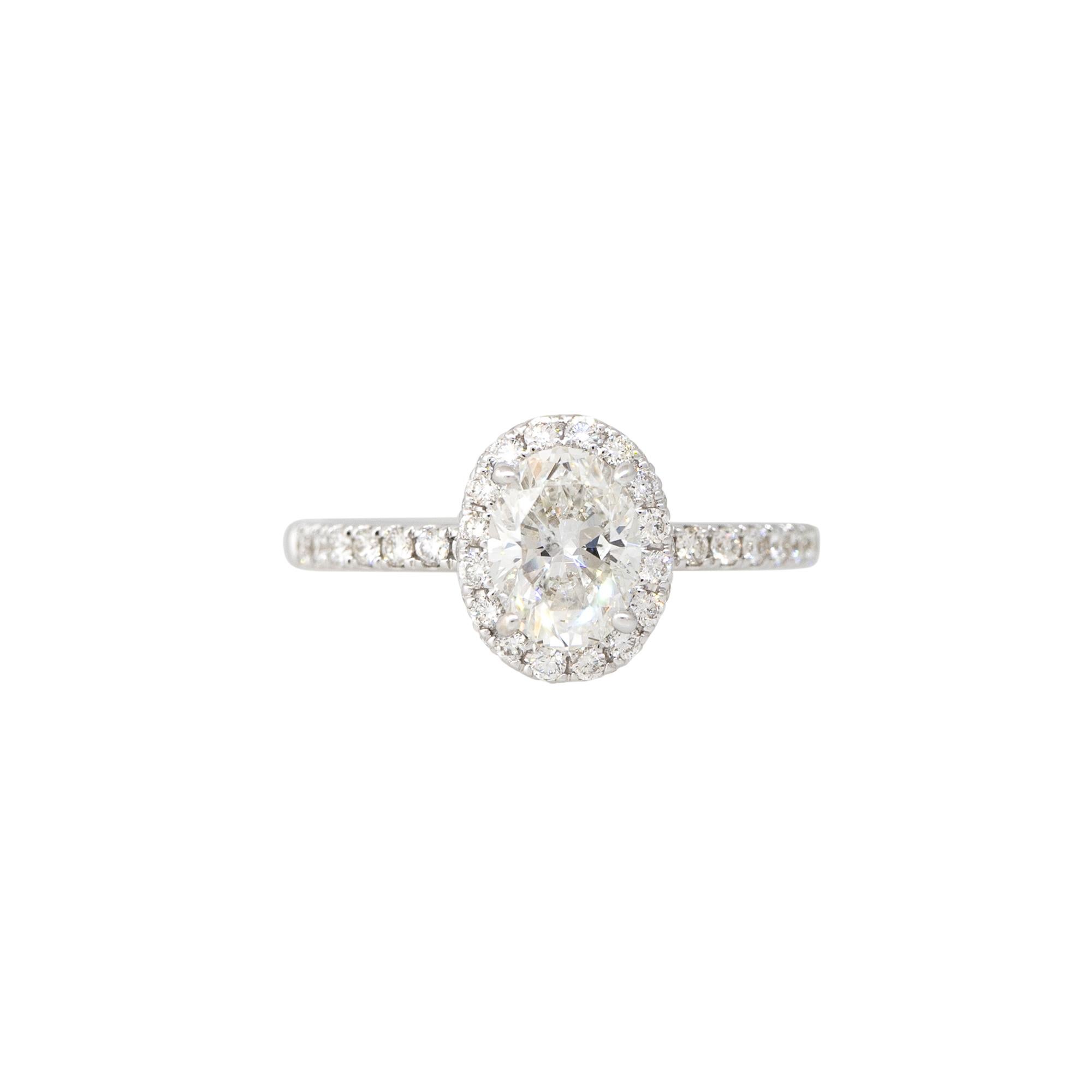 GIA Natural 1.54 Carat Oval Cut Diamond Halo 18-Karat Engagement Ring In Stock For Sale 2