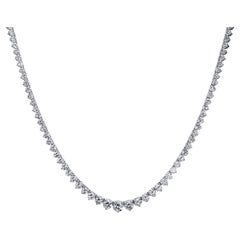 GIA 15,44 Karat abgestufte Diamant Riviera-Halskette 18 Kt Weißgold 16 Zoll 