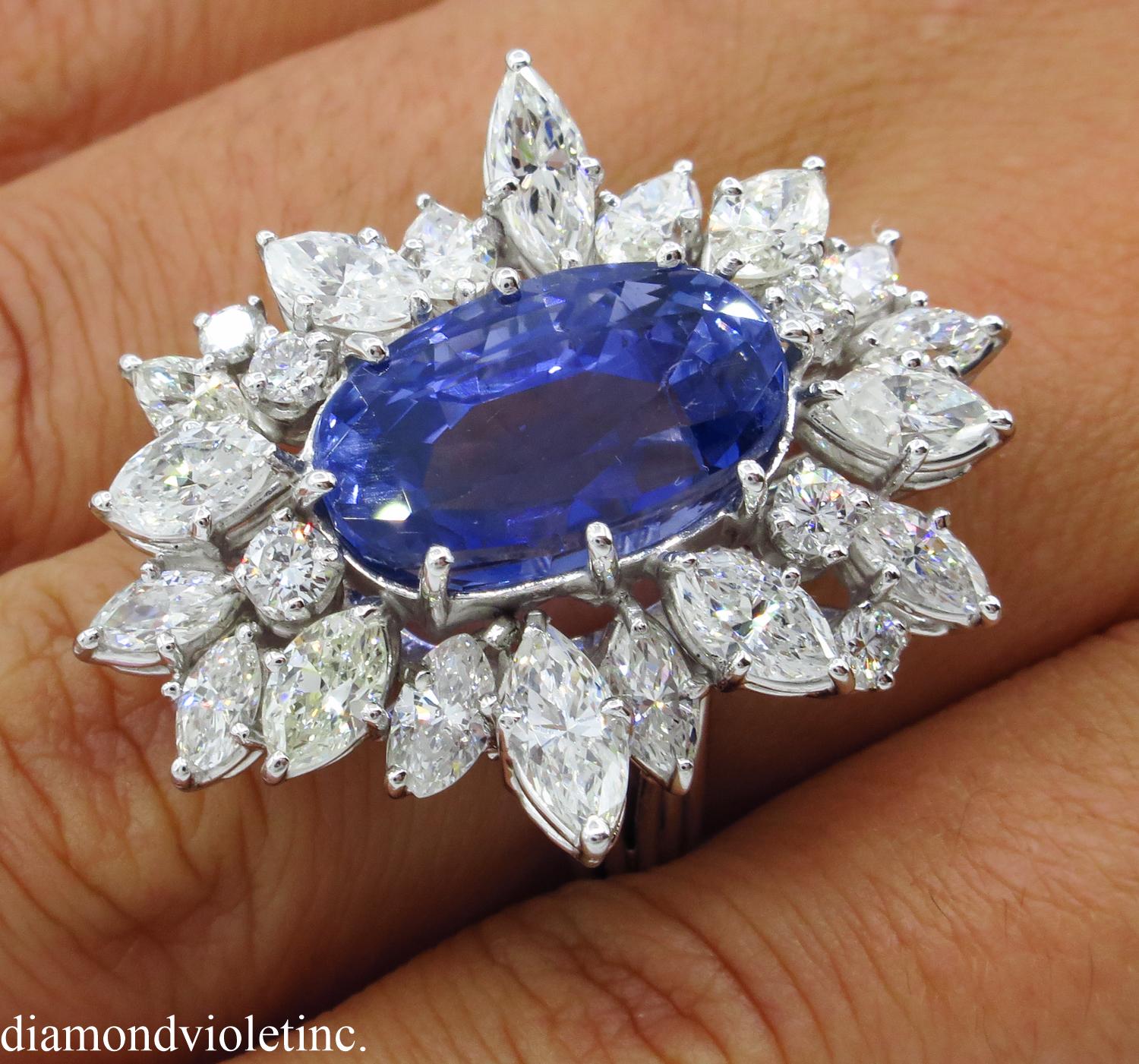 GIA 15.49 Carat Blue Sapphire Diamond Engagement Anniversary Platinum Ring 7