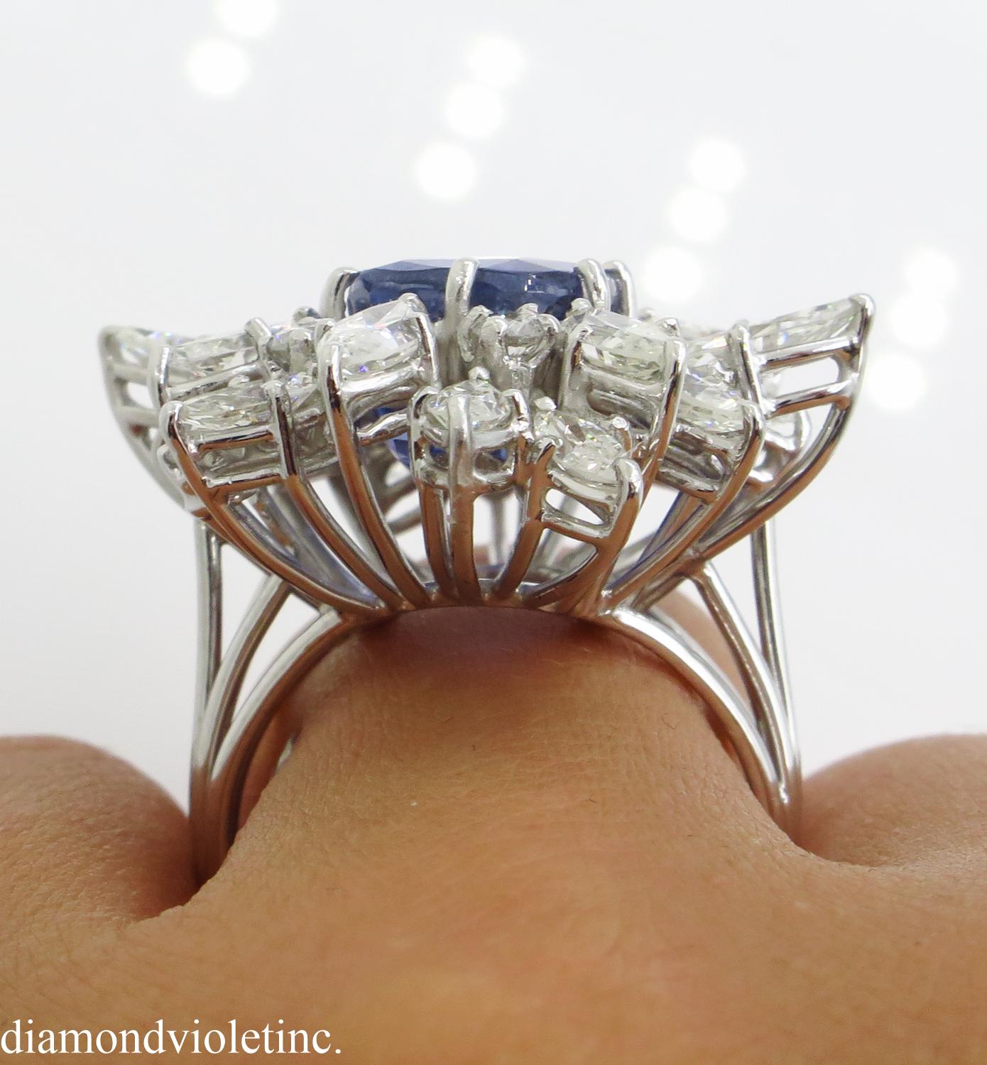 GIA 15.49 Carat Blue Sapphire Diamond Engagement Anniversary Platinum Ring 9
