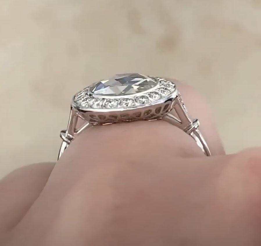 GIA 1.54ct Rose Cut Diamond Engagement Ring, VS1 Clarity, Diamond Halo, Platinum For Sale 3