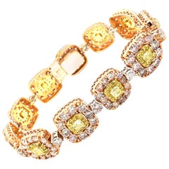 GIA 15.50 Carat Pink and Yellow Diamond Bracelet 18 Karat