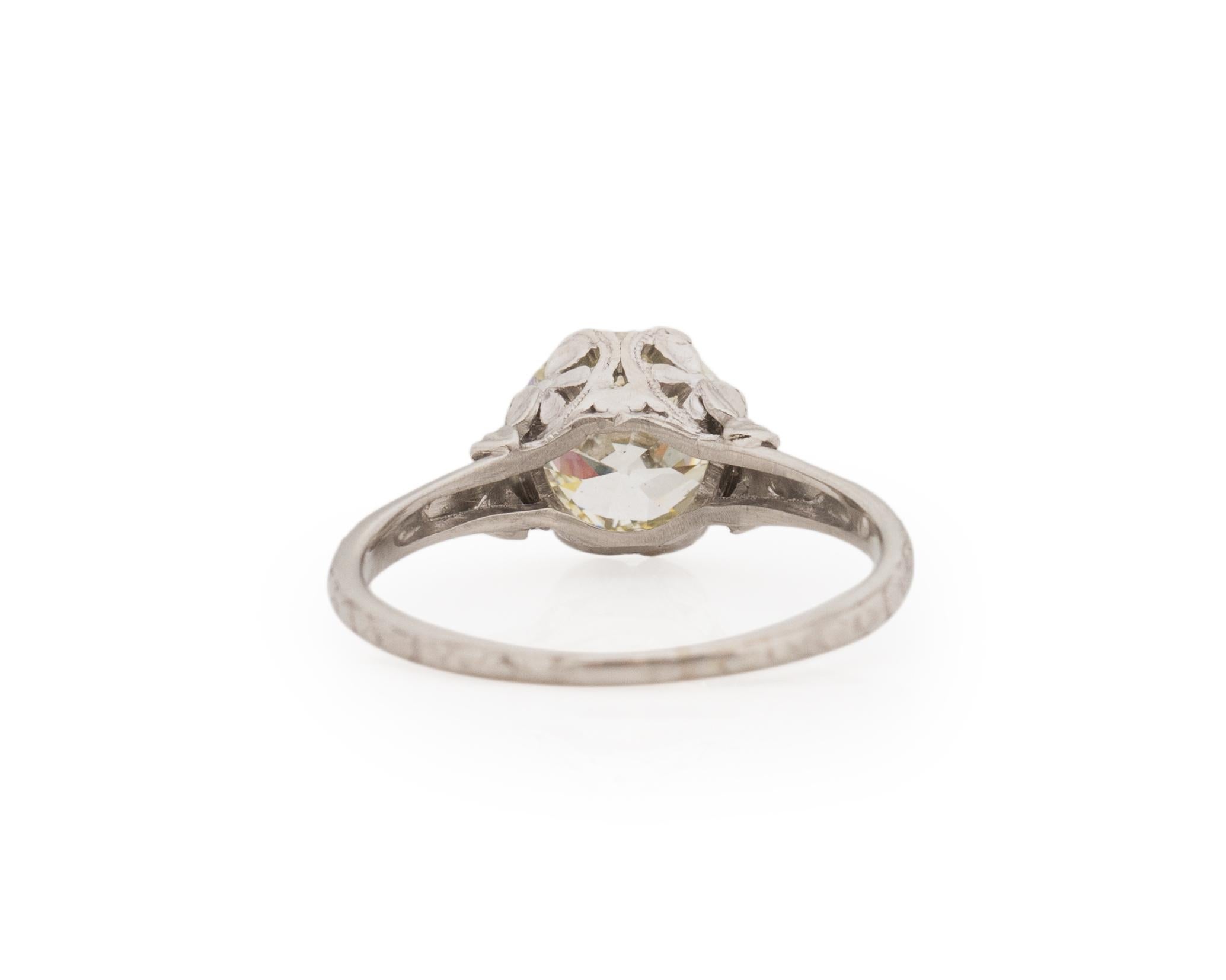 GIA 1.56 Carat Art Deco Diamond Platinum Engagement Ring In Good Condition For Sale In Atlanta, GA