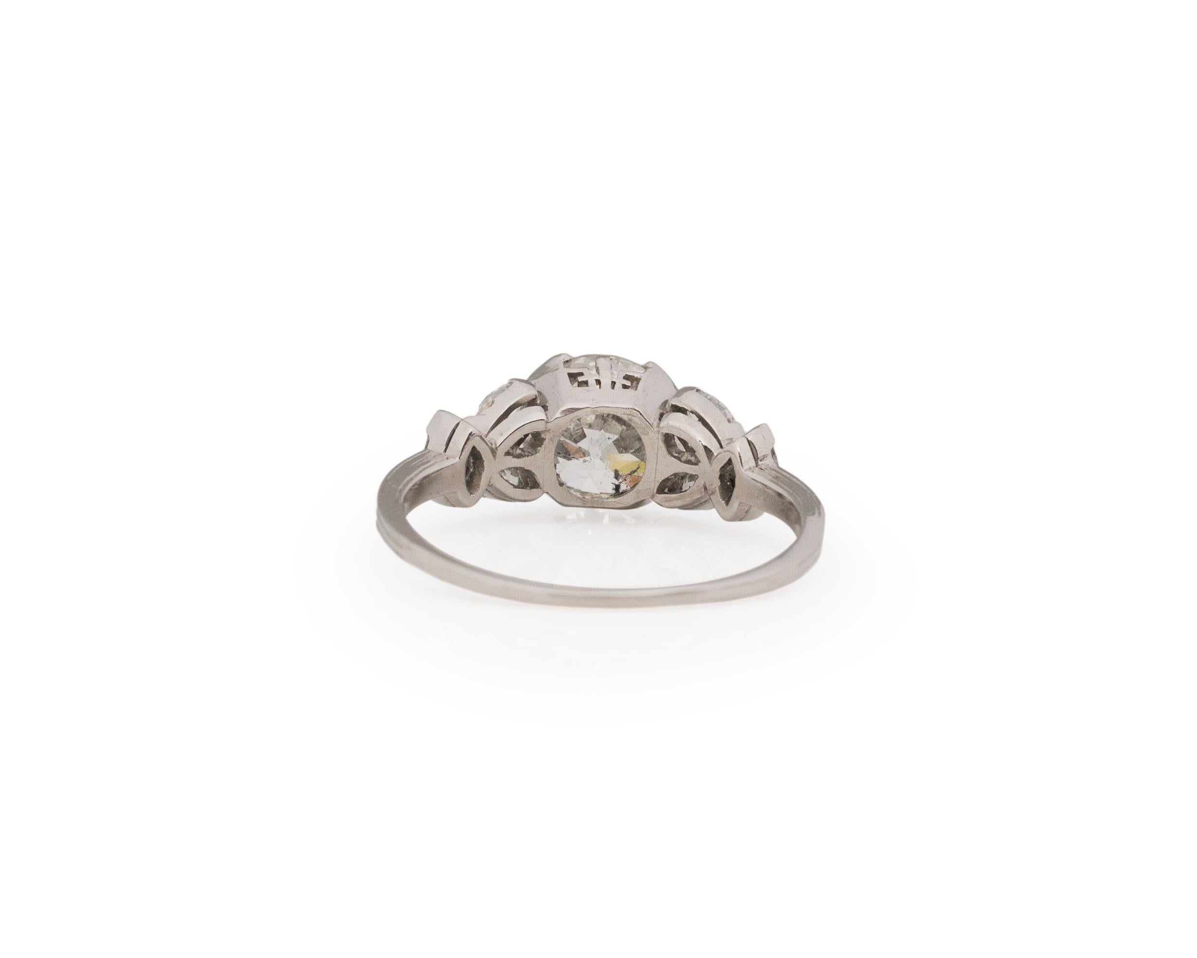GIA 1.56 Carat Art Deco Diamond Platinum Engagement Ring In Good Condition For Sale In Atlanta, GA